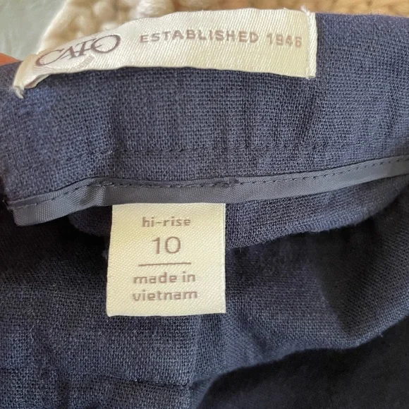Women’s Cato Hi-Rise Strait leg Linen Blend Navy Pants Trousers size 10 - Picture 5 of 8